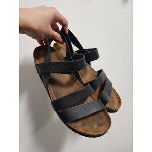 Naot Kayla black leather footbed strappy sandals 38 7/7.5